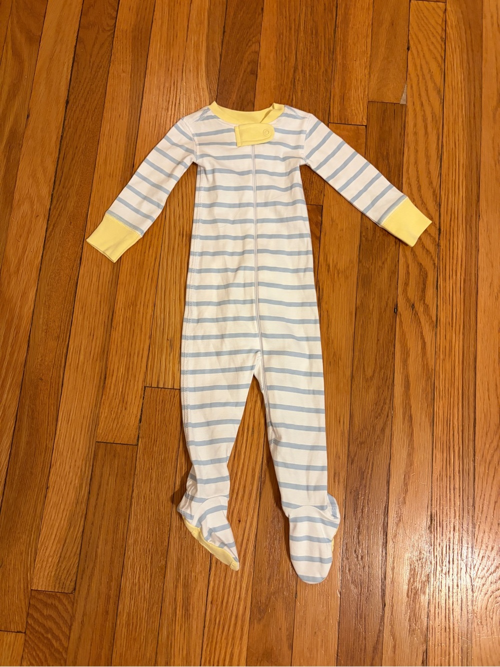 Beaufort Bonnet Company NWOT Blue White Stripe Footed Sleeper Yellow Trim 0-3 Mo